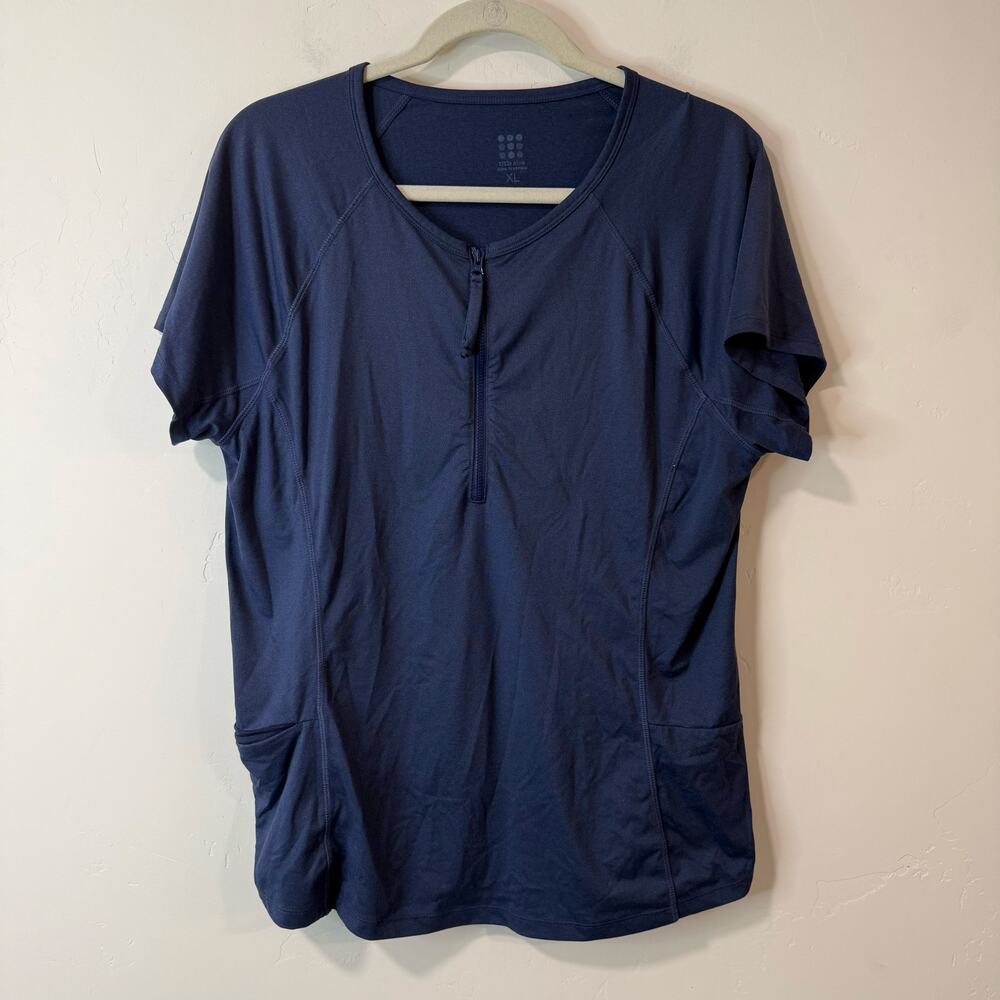 Title‎ Nine Women's Sunbuster Sun Shirt Short Sleeve Swim Blue XL